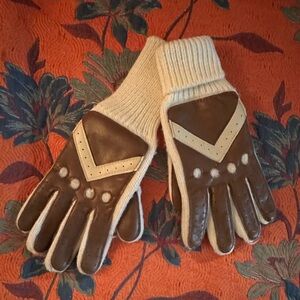 Vintage Brown and Cream Driving Gloves